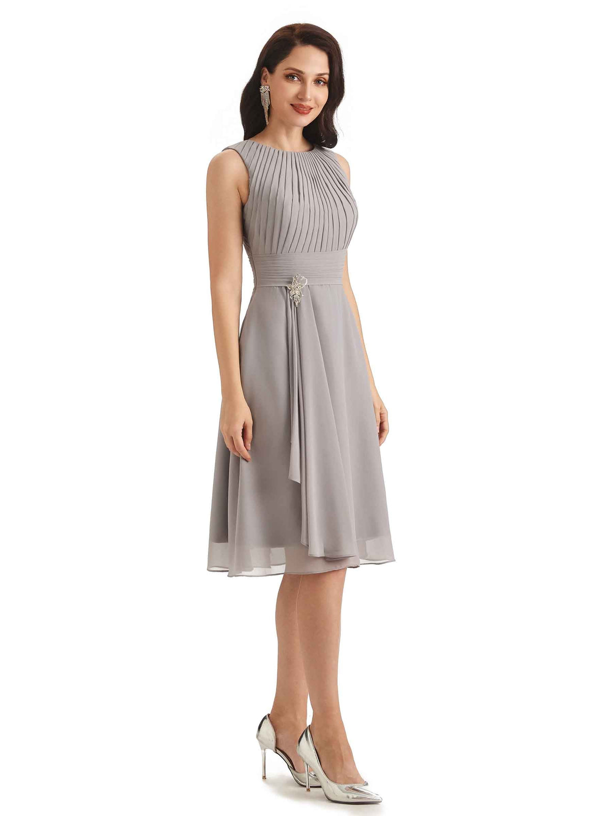 Elegant A-line Chiffon Knee-Length Short Mother of The Bride Dresses With Jacket