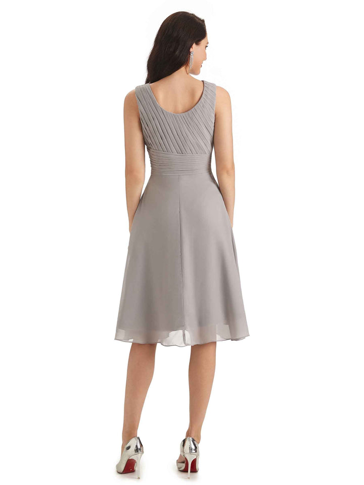 Elegant A-line Chiffon Knee-Length Short Mother of The Bride Dresses With Jacket