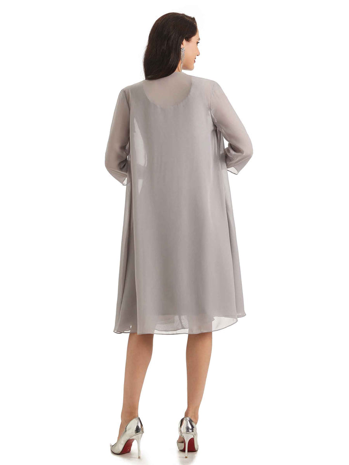 Elegant A-line Chiffon Knee-Length Short Mother of The Bride Dresses With Jacket
