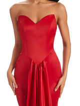 Elegant Satin Sweetheart Long Mermaid Formal Curve Dresses For Wedding Guest
