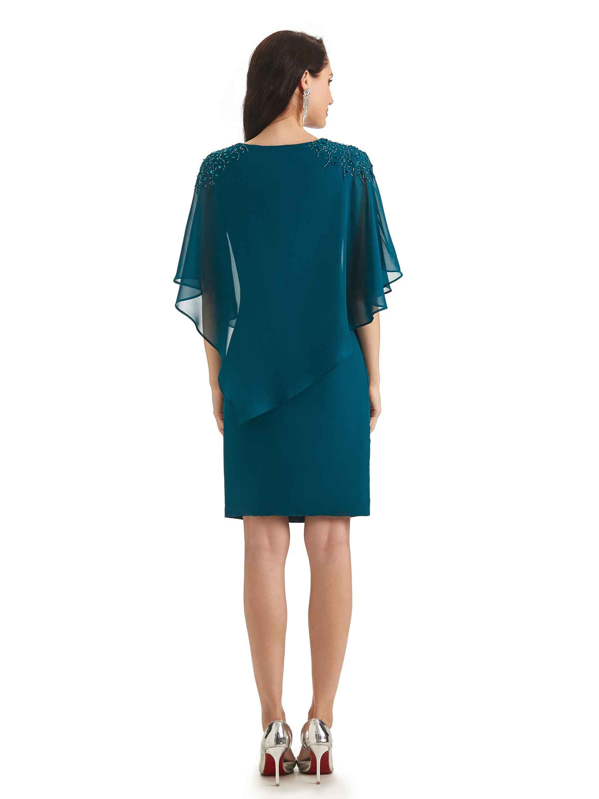 Elegant Chiffon Half Sleeves Knee Length Short Mother of The Bride Dresses