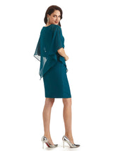 Elegant Chiffon Half Sleeves Knee Length Short Mother of The Bride Dresses
