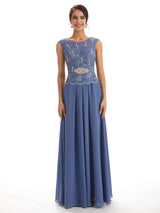 Chiffon Lace Beaded Bateau Elegant Mother of The Brides Dresses