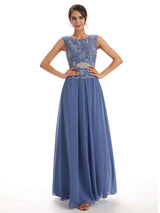 Chiffon Lace Beaded Bateau Elegant Mother of The Brides Dresses