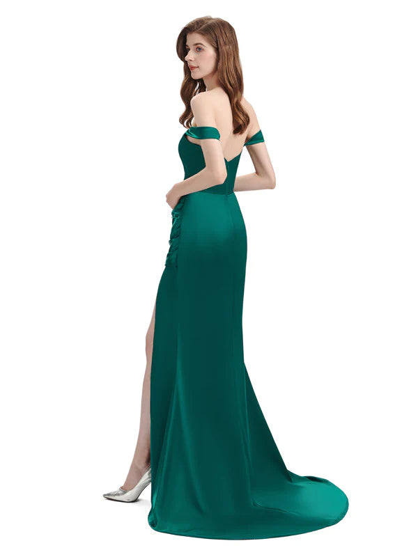 Sexy Side Slit Mismatched Blush Pink Soft Satin Mermaid Long Bridesmaid Dresses Sale
