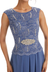 Chiffon Lace Beaded Bateau Elegant Mother of The Brides Dresses