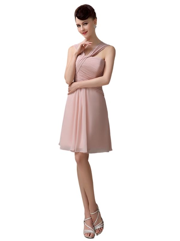 Simple A-line Knee-length Chiffon Short Bridesmaid Dresses