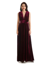 Convertible Sexy A-Line Velvet Long Bridesmaid Dresses Online