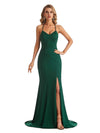Sexy Side Slit Mermaid Halter Stretchy Jersey Long Formal Bridesmaid Dresses