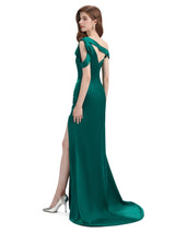 Sexy Soft Satin Unique V-neck Side Slit Floor-Length Mermaid Bridesmaid Dresses