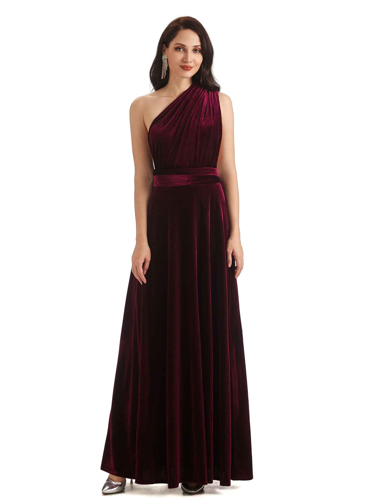 Convertible Sexy A-Line Velvet Long Bridesmaid Dresses Online