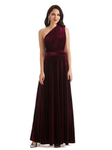 Convertible Sexy A-Line Velvet Long Bridesmaid Dresses Online