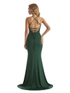 Sexy Side Slit Mermaid Halter Stretchy Jersey Long Formal Bridesmaid Dresses