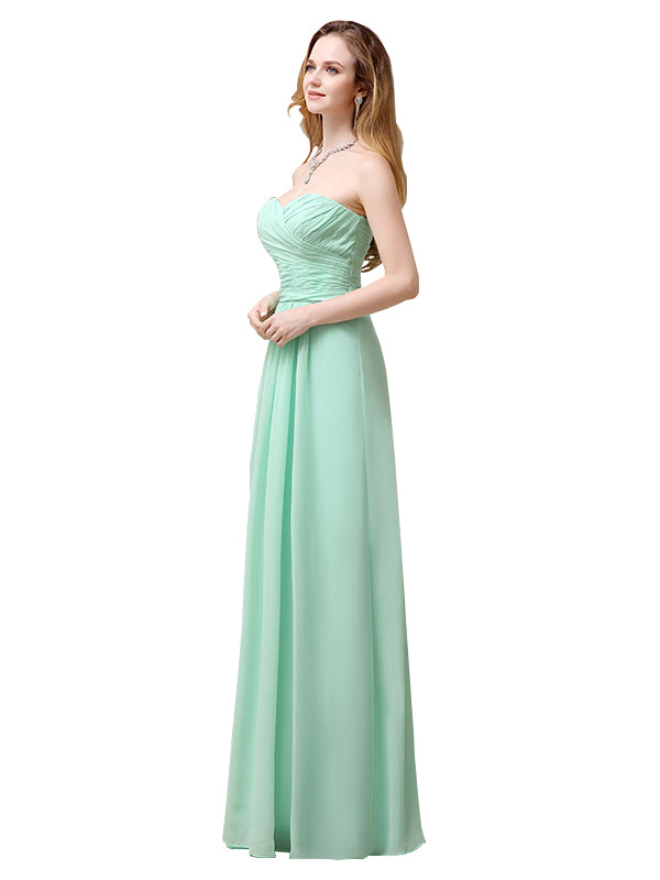 Pretty Chiffon A-line Sweetheart Floor-Length Long Bridesmaid Dresses