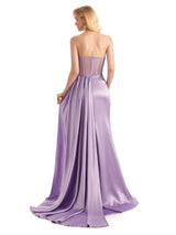 Sexy Soft Satin Side Slit See Through Floor-Length Long Mermaid Bridesmaid Dresses