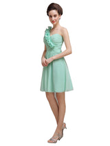 One Shoulder Pleats Short Bridesmaid Dresses