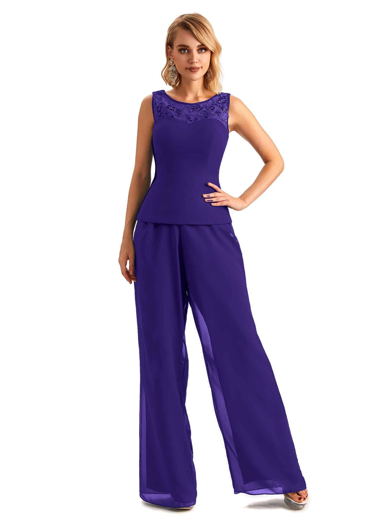 Elegant Silk Chiffon Short Sleeve Tiered Mother Of The Bride Pant Suits For Wedding  Guest From Werbowy, $105.18
