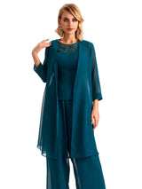 Elegant Chiffon Jewel Mother Of The Bride Pant Suits With Jacket Online