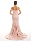 Elegant Off The Shoulder Maxi Unique Satin Mermaid Bridesmaid Dresses Online