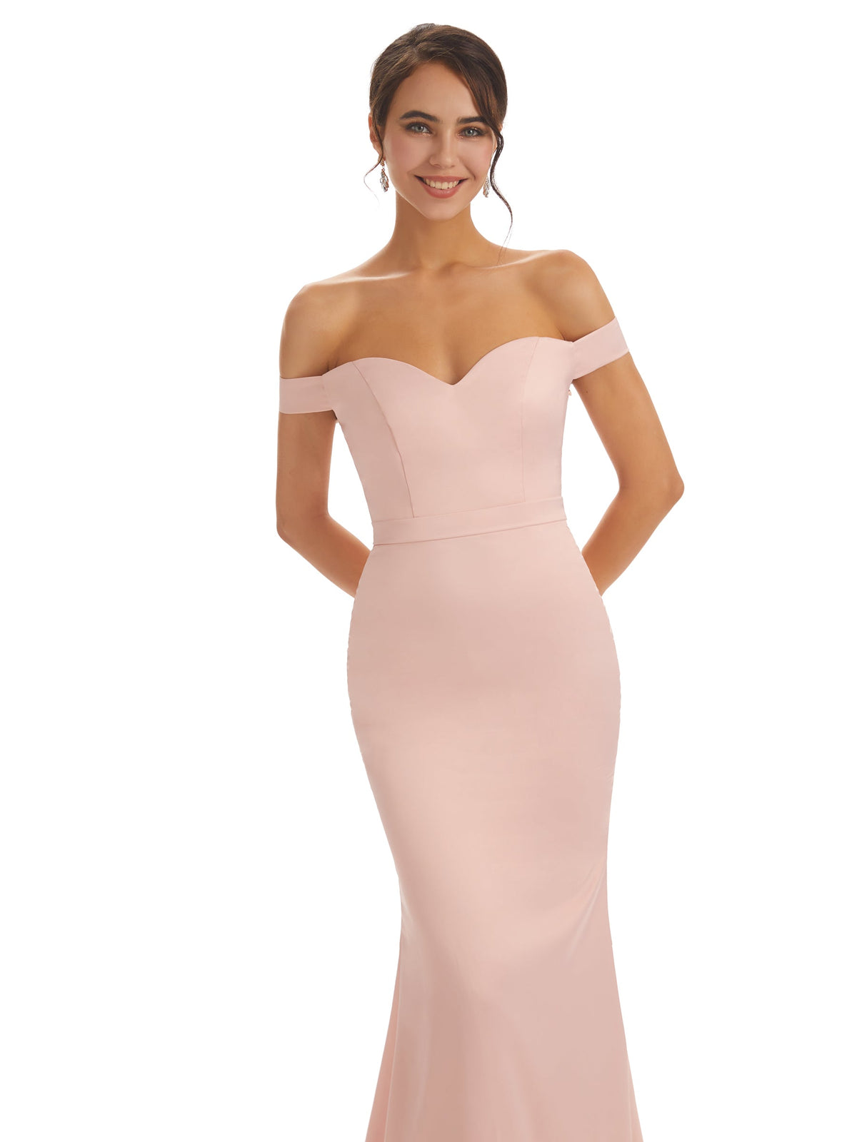 Elegant Mermaid Off Shoulder Long Maxi Satin Mermaid Prom Dresses Online