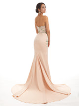 Cute Sweetheart Soft Satin Floral Lace Mermaid Long Bridesmaid Dresses