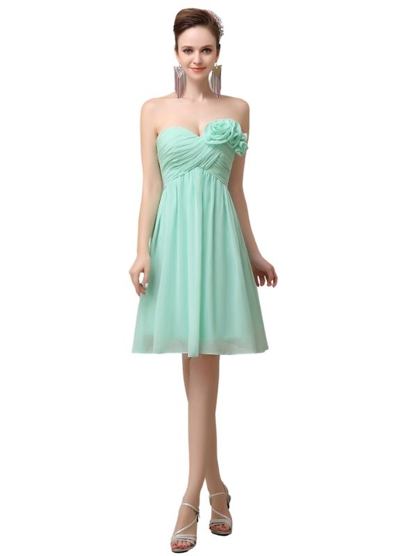 A-line Chiffon Sweetheart Knee-Length Short Bridesmaid Dresses