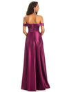 Sexy Soft Satin Off Shoulder A-Line Long Maxi Prom Dresses Online