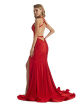 Sexy Mermaid Spaghetti Straps V-Neck Side Slit Jersey Long Formal Bridesmaid Dresses