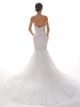 Sweetheart Long Mermaid Ivory Backless Lace Wedding Dresses