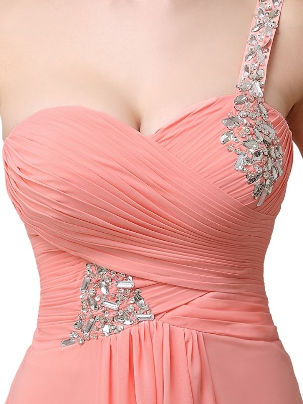 Sweatheart A-line Chiffon One Shoulder Floor-Length Long Bridesmaid Dresses