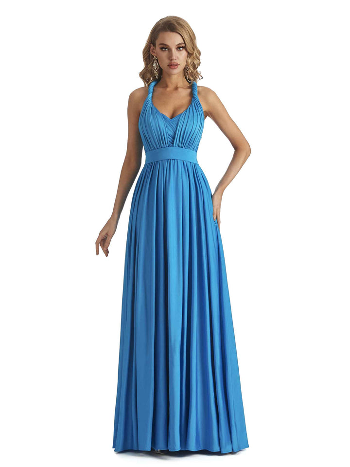 Convertible A-line Stretchy Jersey Maxi Long Formal Bridesmaid Dresses Online