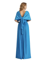Convertible A-line Stretchy Jersey Maxi Long Formal Wedding Guest Dresses