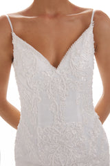 Spaghetti Straps Mermaid Ivory Mermaid Lace Wedding Dresses