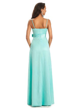 Sexy Soft Satin Spaghetti Straps Floor-Length A-Line Long Bridesmaid Dresses