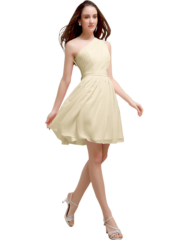 One Shoulder Short Midi Cute Bridesmaid Dresses Online