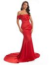 Sexy One Shoulder Mermaid Satin Maxi Formal Prom Dance Dresses Sale