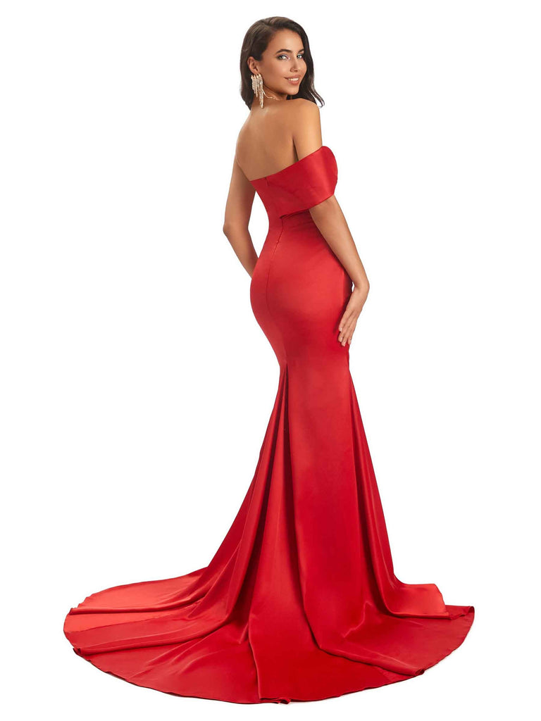 Sexy One Shoulder Mermaid Satin Maxi Formal Prom Dance Dresses Sale