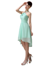 Unique A-line Halter High-Low Short Bridesmaid Dresses