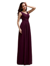 Chiffon Shoulder Strap A-line Floor-Length Bridesmaid Dresses