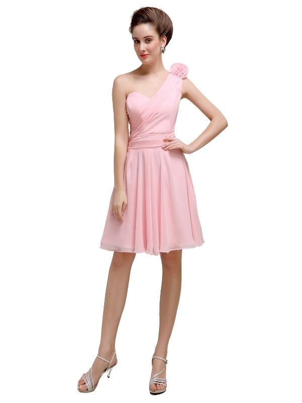 One Shoulder Chiffon Short Bridesmaid Dresses