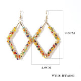 Fashion Geometric Colorful individual Metal Diamond Shape Earrings