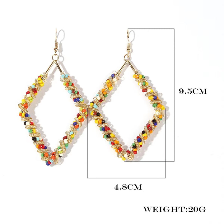 Fashion Geometric Colorful individual Metal Diamond Shape Earrings