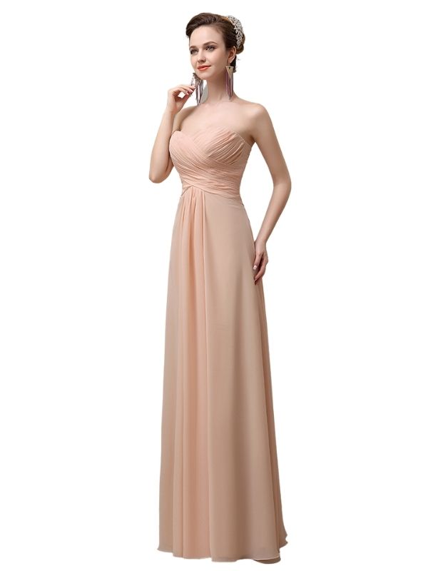 A-line Chiffon Sweatheart Floor-Length Long Bridesmaid Dresses