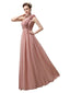 Simple A-line One-Shoulder Floor-Length Chiffon Long Bridesmaid Dresses