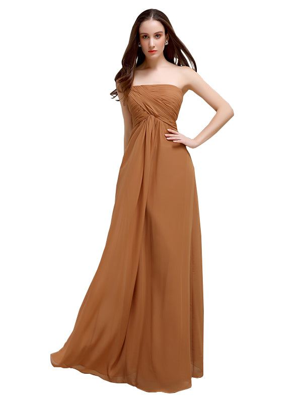 A-line One-shoulder Long Chiffon Bridesmaid Dresses