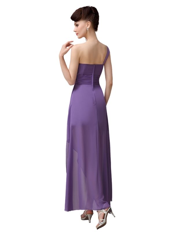 A-line Chiffon One-shoulder High-low Long Bridesmaid Dresses