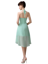 Unique A-line Halter High-Low Short Bridesmaid Dresses