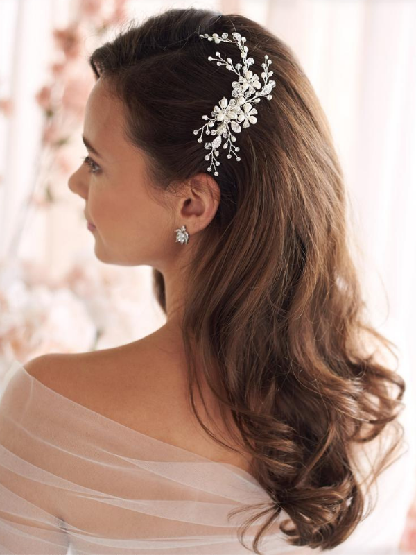 Simple Fairy Beauty Tiara Delicate Handmade Flower Side Clip Bride Wedding Dress Hairpin