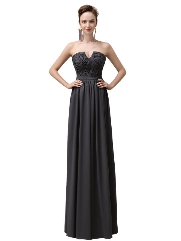 Sweetheart Simple A-line Floor-Length Chiffon Long Bridesmaid Dresses