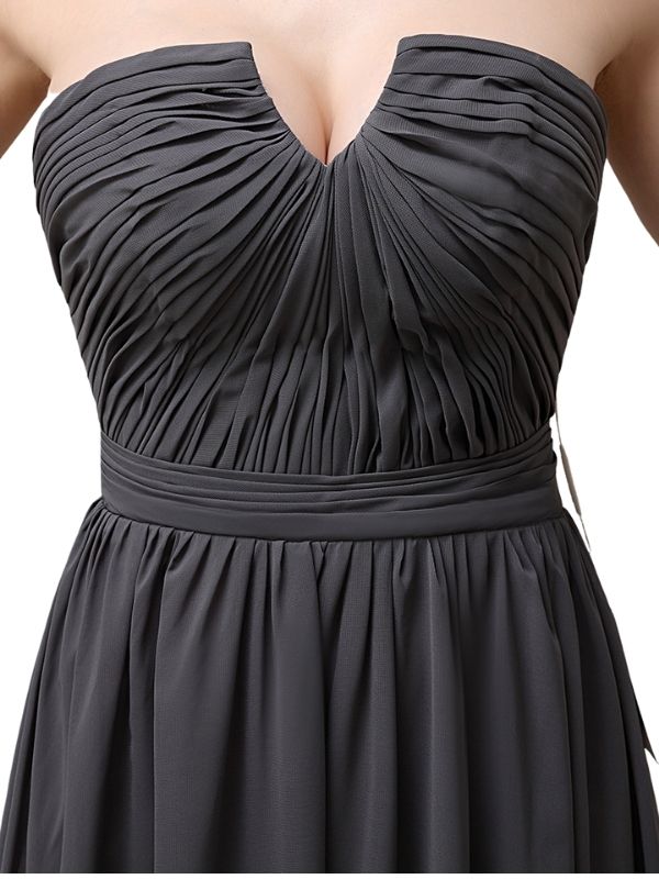 Pretty Strapless Chiffon A-line Floor-Length Long Bridesmaid Dresses